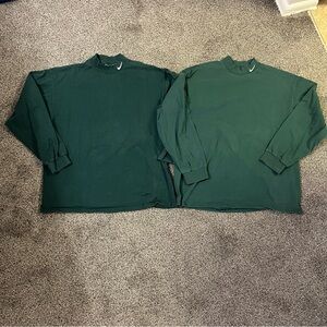 Vtg Nike Shirt Mens XL Green Mock Neck Swoosh Long Sleeve USA 90s Lot 2 CUT TAG*